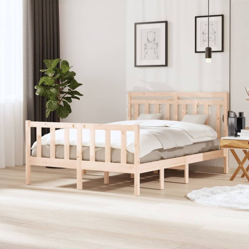 vidaXL Estructura de cama doble de madera maciza 4FT6 135x190 cm vidaXL Estructura de cama doble de madera maciza 4FT6 135x190 cm