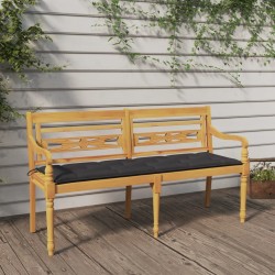 vidaXL Banco Batavia con cojín antracita madera maciza de teca 150 cm