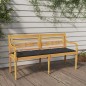 vidaXL Banco Batavia con cojín antracita madera maciza de teca 150 cm vidaXL Banco Batavia con cojín antracita madera maciza de teca 150 cm