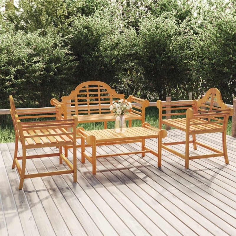 vidaXL Juego muebles de jardín 4 piezas madera maciza teca vidaXL Juego muebles de jardín 4 piezas madera maciza teca