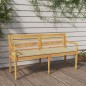 vidaXL Banco Batavia con cojín beige madera maciza de teca 150 cm