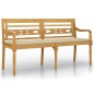 vidaXL Banco Batavia con cojín beige madera maciza de teca 150 cm