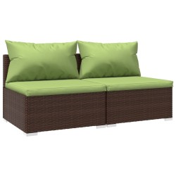 vidaXL Set muebles de jardín 2 piezas y cojines ratán sintético marrón