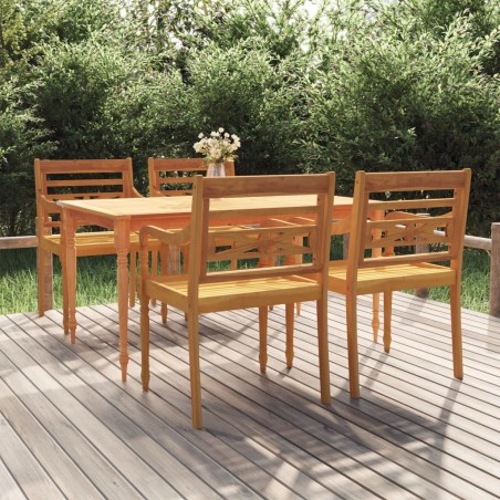 vidaXL Juego de comedor para jardín 5 piezas madera maciza de teca