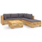 vidaXL Juego muebles de jardín 6 piezas y cojines madera maciza teca vidaXL Juego muebles de jardín 6 piezas y cojines madera maciza teca