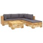 vidaXL Juego muebles de jardín 6 piezas y cojines madera maciza teca vidaXL Juego muebles de jardín 6 piezas y cojines madera maciza teca