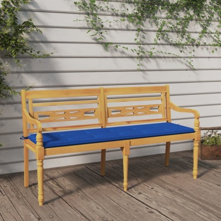 vidaXL Banco Batavia con cojín azul real madera maciza de teca 150 cm
