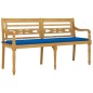 vidaXL Banco Batavia con cojín azul real madera maciza de teca 150 cm vidaXL Banco Batavia con cojín azul real madera maciza de teca 150 cm