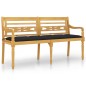 vidaXL Banco Batavia con cojín negro madera maciza de teca 150 cm vidaXL Banco Batavia con cojín negro madera maciza de teca 150 cm