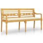 vidaXL Banco Batavia cojín color crema madera maciza de teca 150 cm vidaXL Banco Batavia cojín color crema madera maciza de teca 150 cm