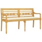 vidaXL Banco Batavia cojín color crema madera maciza de teca 150 cm vidaXL Banco Batavia cojín color crema madera maciza de teca 150 cm