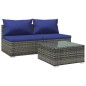 vidaXL Set de muebles de jardín 3 pzas y cojines ratán sintético gris vidaXL Set de muebles de jardín 3 pzas y cojines ratán sintético gris