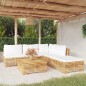 vidaXL Juego muebles de jardín 6 piezas y cojines madera maciza teca vidaXL Juego muebles de jardín 6 piezas y cojines madera maciza teca