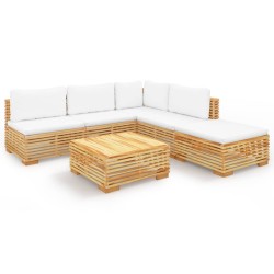 vidaXL Juego muebles de jardín 6 piezas y cojines madera maciza teca