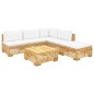 vidaXL Juego muebles de jardín 6 piezas y cojines madera maciza teca vidaXL Juego muebles de jardín 6 piezas y cojines madera maciza teca