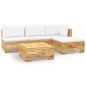 vidaXL Juego muebles de jardín 5 piezas y cojines madera maciza teca vidaXL Juego muebles de jardín 5 piezas y cojines madera maciza teca