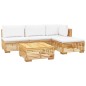 vidaXL Juego muebles de jardín 5 piezas y cojines madera maciza teca vidaXL Juego muebles de jardín 5 piezas y cojines madera maciza teca