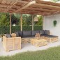 vidaXL Juego muebles de jardín 7 piezas y cojines madera maciza teca vidaXL Juego muebles de jardín 7 piezas y cojines madera maciza teca