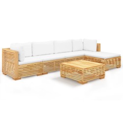 vidaXL Juego muebles de jardín 6 piezas y cojines madera maciza teca