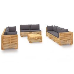 vidaXL Juego muebles de jardín 9 piezas y cojines madera maciza teca