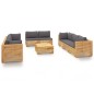 vidaXL Juego muebles de jardín 9 piezas y cojines madera maciza teca vidaXL Juego muebles de jardín 9 piezas y cojines madera maciza teca