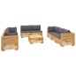 vidaXL Juego muebles de jardín 9 piezas y cojines madera maciza teca vidaXL Juego muebles de jardín 9 piezas y cojines madera maciza teca