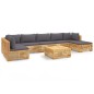 vidaXL Juego muebles de jardín 8 piezas y cojines madera maciza teca vidaXL Juego muebles de jardín 8 piezas y cojines madera maciza teca
