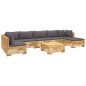 vidaXL Juego muebles de jardín 8 piezas y cojines madera maciza teca vidaXL Juego muebles de jardín 8 piezas y cojines madera maciza teca