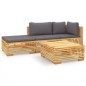 vidaXL Juego muebles de jardín 4 piezas y cojines madera maciza teca vidaXL Juego muebles de jardín 4 piezas y cojines madera maciza teca