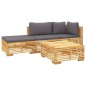 vidaXL Juego muebles de jardín 4 piezas y cojines madera maciza teca vidaXL Juego muebles de jardín 4 piezas y cojines madera maciza teca
