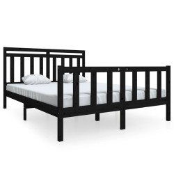 vidaXL Estructura de cama de madera maciza negra 150x200 cm
