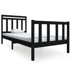 vidaXL Estructura de cama madera maciza negra 100x200 cm