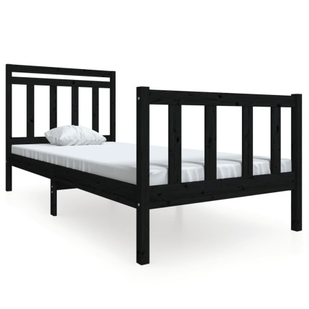 vidaXL Estructura de cama madera maciza negra 100x200 cm