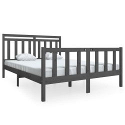 vidaXL Estructura de cama de madera maciza gris 150x200 cm