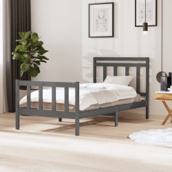 vidaXL Estructura de cama de madera maciza gris 100x200 cm
