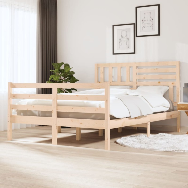 vidaXL Estructura de cama madera maciza 4FT pequeña doble 120x190 cm vidaXL Estructura de cama madera maciza 4FT pequeña doble 120x190 cm