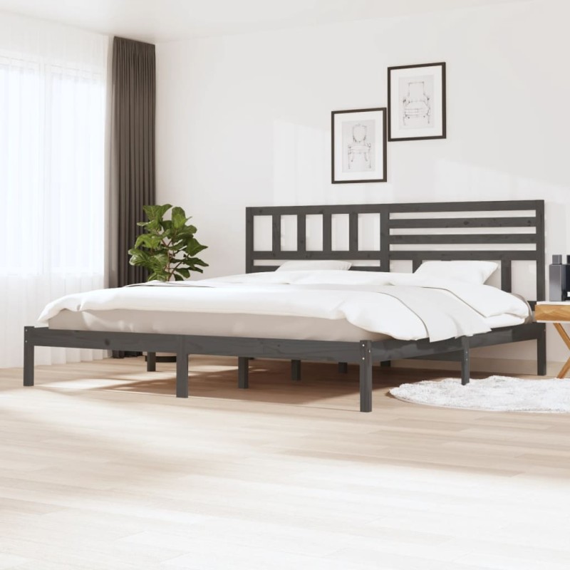 vidaXL Estructura de cama de madera maciza de pino gris 200x200 cm