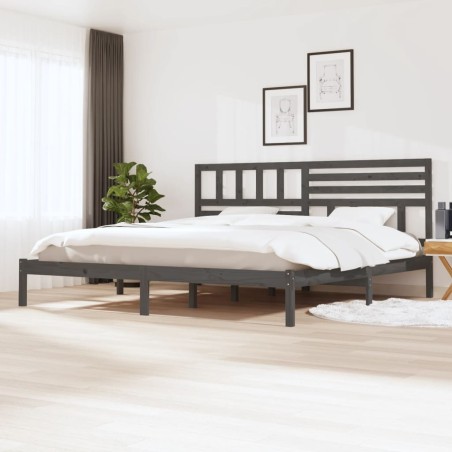 vidaXL Estructura de cama de madera maciza de pino gris 200x200 cm