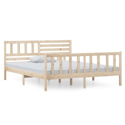 vidaXL Estructura de cama de matrimonio madera maciza 4FT6 135x190 cm