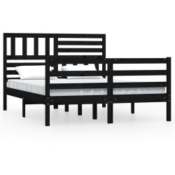 vidaXL Estructura de cama madera maciza negro 120x200 cm