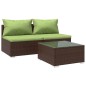 vidaXL Set muebles de jardín 3 piezas y cojines ratán sintético marrón