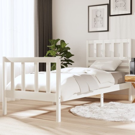 vidaXL Estructura de cama madera maciza blanco 75x190 cm