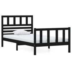 vidaXL Estructura de cama madera maciza negro 90x200 cm