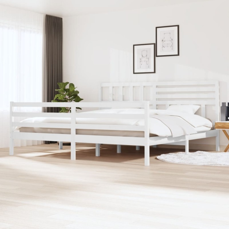 vidaXL Estructura de cama madera maciza blanco 200x200 cm vidaXL Estructura de cama madera maciza blanco 200x200 cm