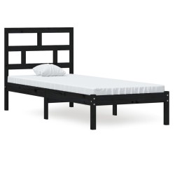 vidaXL Estructura de cama madera maciza negro 75x190 cm