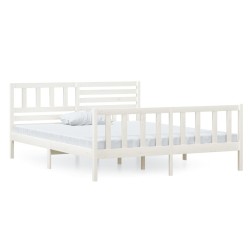 vidaXL Estructura de cama madera maciza blanca 120x200 cm
