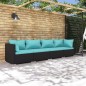 vidaXL Set de muebles de jardín 4 pzas y cojines ratán sintético negro vidaXL Set de muebles de jardín 4 pzas y cojines ratán sintético negro