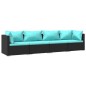 vidaXL Set de muebles de jardín 4 pzas y cojines ratán sintético negro vidaXL Set de muebles de jardín 4 pzas y cojines ratán sintético negro
