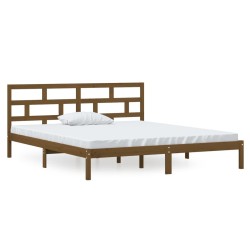 vidaXL Estructura de cama madera maciza marrón 135x190 cm