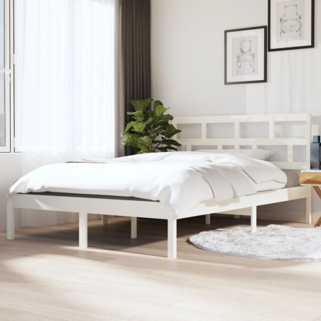 vidaXL Estructura de cama madera maciza blanco 120x190 cm